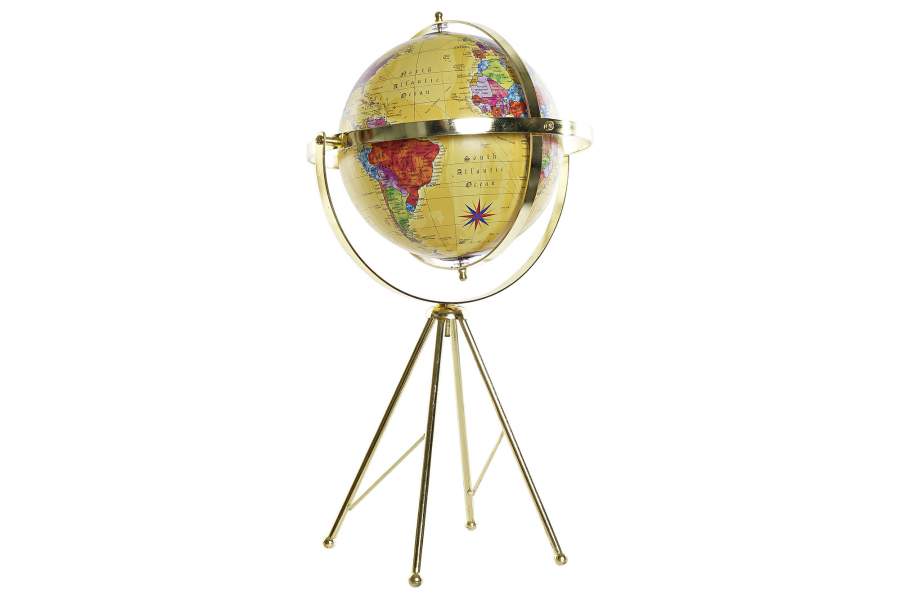 GLOBE METAL 30X30X50 BALL 20CM. GOLDEN            
