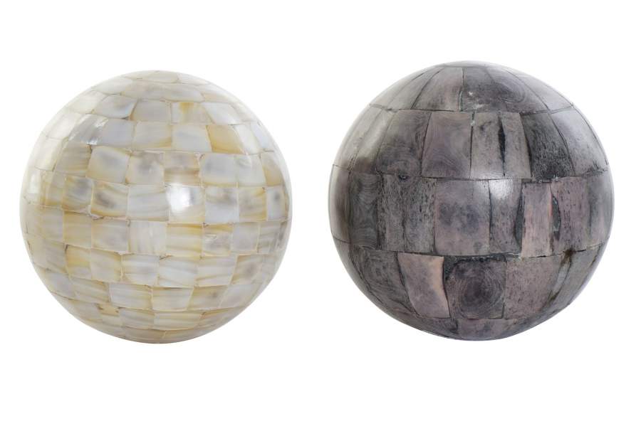 DECORATION BALL BONE NACRE 12X12X12 2 MOD.        